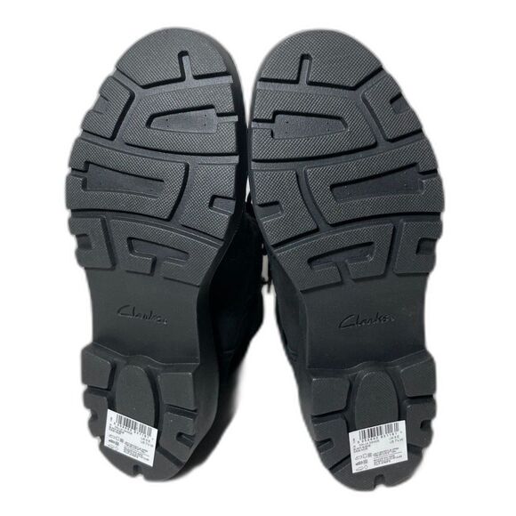 CLARKS Calla Dance Lace-Up Buckled Boots - Women's Size 7.5W - Black Suede - Picture 5 of 7